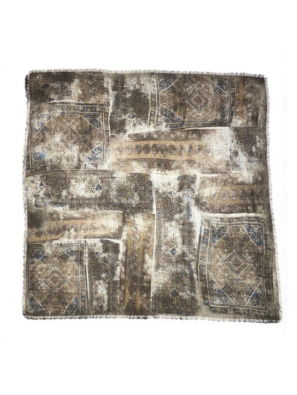Loro Piana Large Shawl Fringe All Over Pattern Multicolor Cashmere Scarf